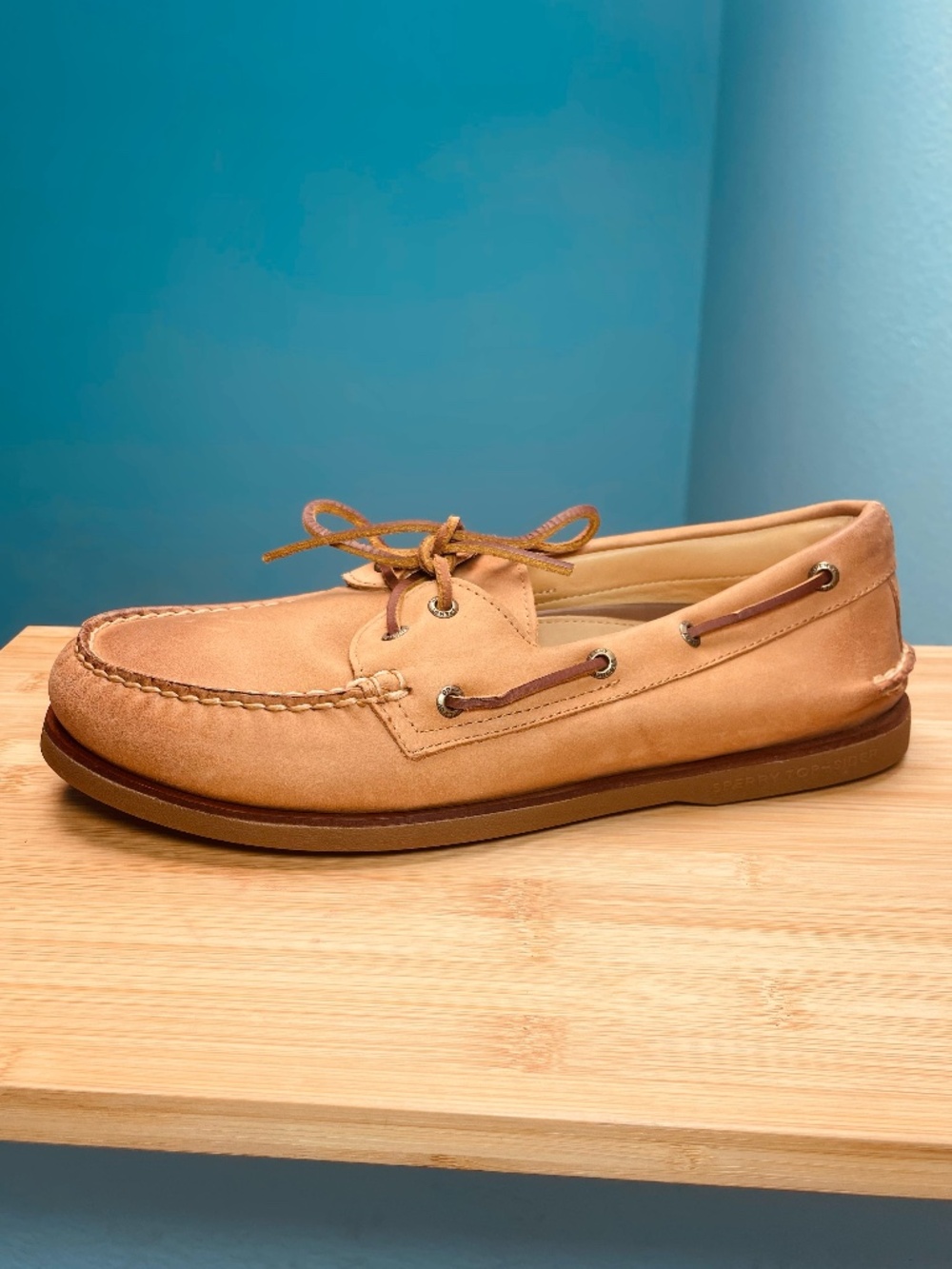 Men's Sperry Top-Sider Gold Cup Authentic Original 2-Eye Boat Shoes Tan 11W Wide